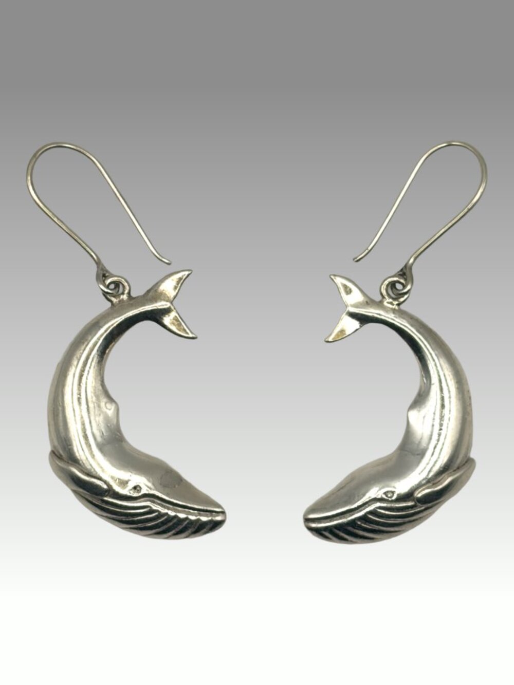 Vintage 925 Sterling Silver Whale Earrings Nautical Ocean Jewelry